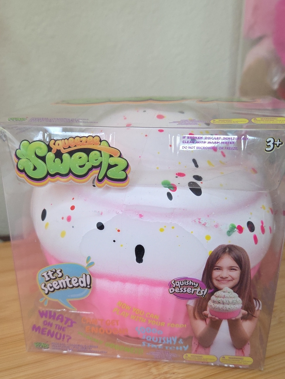 Scented Pink & White Squishy Cupcake Toy - Squeezee Sweetz